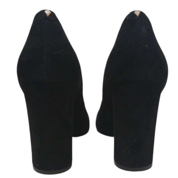 Sam Edelman Stillson Black Suede Leather Pumps Sz 7 Block Heel Office Chic Glam - Picture 7 of 16